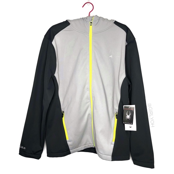 NEW Spyder HydroWeb Softshell Gray Hooded Jacket - Picture 2 of 5